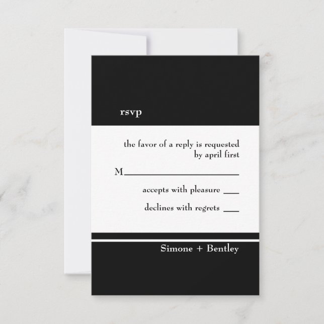 Tarjeta Rsvp de simplicidad: negro y blanco (Anverso)