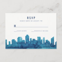 Tarjeta RSVP de Skyline de la ciudad de agua