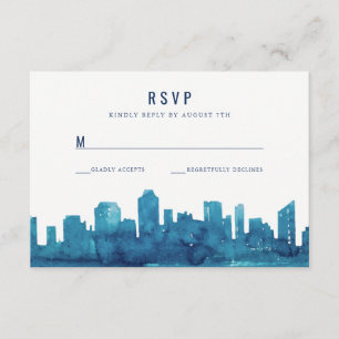 Tarjeta RSVP de Skyline de la ciudad de agua