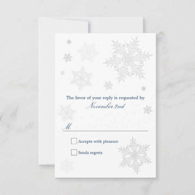 Tarjeta RSVP de Snowflake de invierno escarpado (Anverso)
