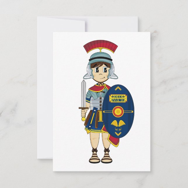 Tarjeta RSVP de Soldado Romano Cute (Anverso)