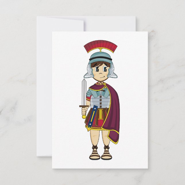 Tarjeta RSVP de Soldado Romano Cute (Anverso)