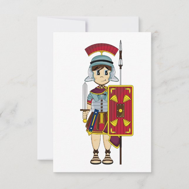 Tarjeta RSVP de Soldado Romano Cute (Anverso)