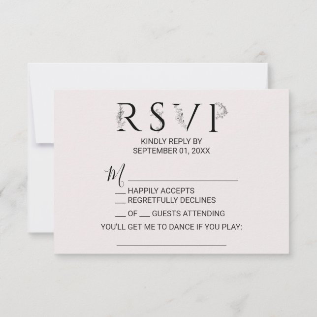 Tarjeta RSVP de solicitud de canción de tipografía (Reverso)