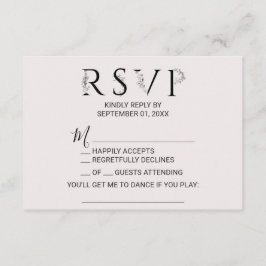 Tarjeta RSVP de solicitud de canción de tipografía