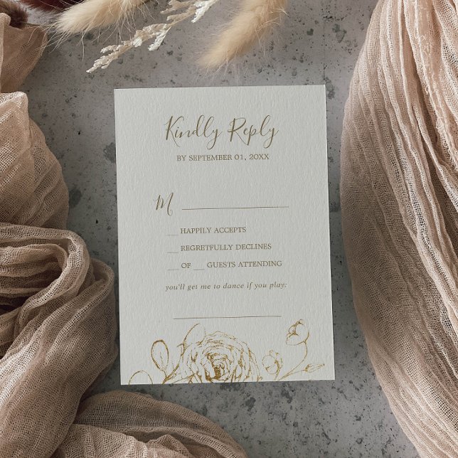 Tarjeta RSVP de solicitud de canción dorada y crem (Subido por el creador)