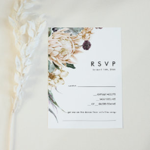 Tarjeta RSVP de solicitud de canción floral blanca