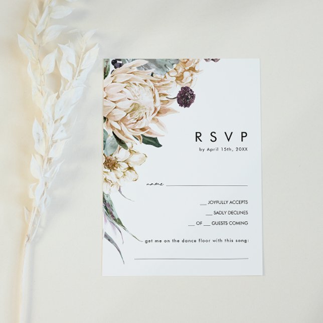 Tarjeta RSVP de solicitud de canción floral blanca (Subido por el creador)