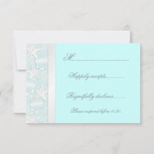 Tarjeta RSVP de Starfish and Seashells Beach Weddi