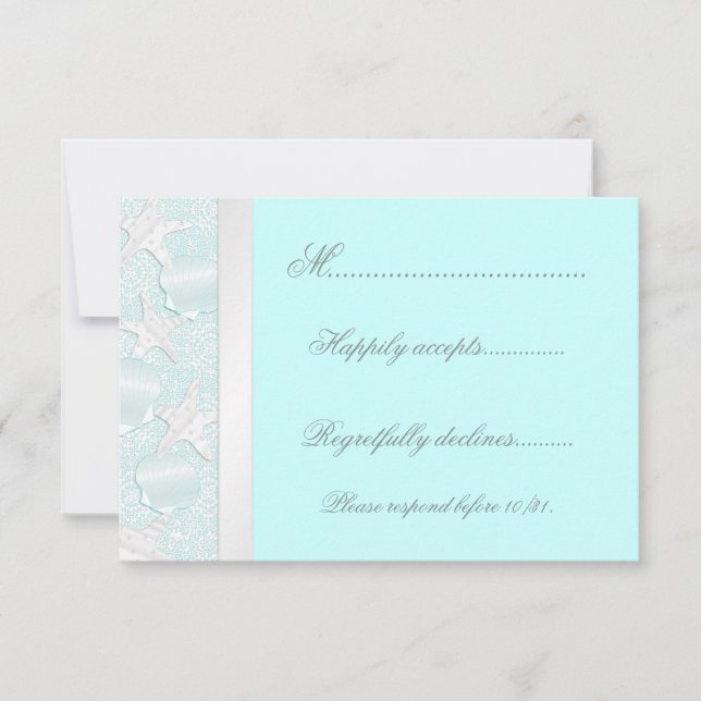 Tarjeta RSVP de Starfish and Seashells Beach Weddi (Anverso)
