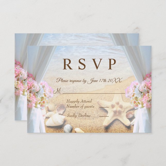 Tarjeta RSVP de Starfish Boda Tropical Beach Summe (Anverso / Reverso)