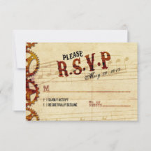 Tarjeta RSVP de Steampunk Musical Wedding