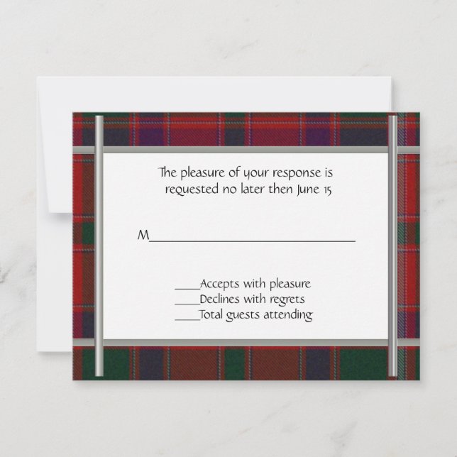 Tarjeta RSVP de Stewart Plaid Wedding (Anverso)