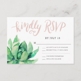 Tarjeta RSVP de suculento desierto - rosa