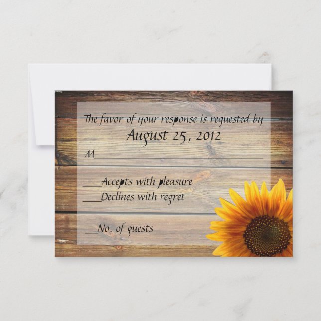 Tarjeta RSVP de Sunflower Country (Anverso)