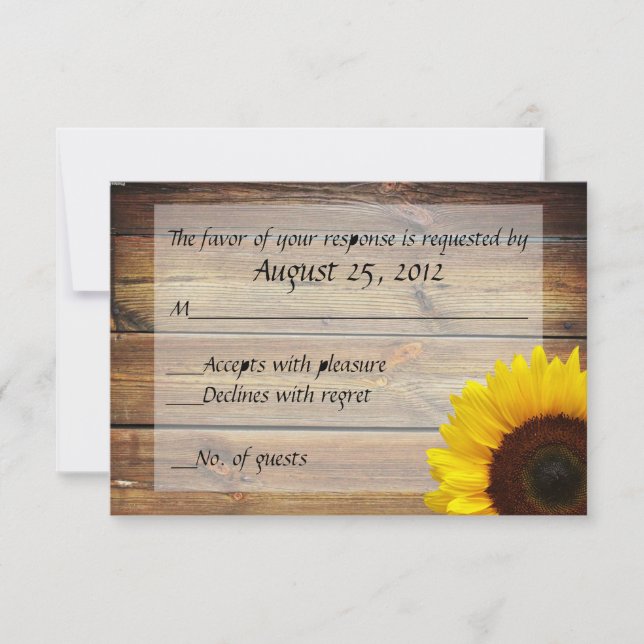 Tarjeta RSVP de Sunflower Country (Anverso)