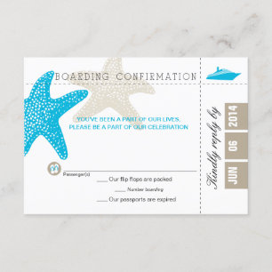 Tarjeta RSVP de tarjeta de embarque de Starfish