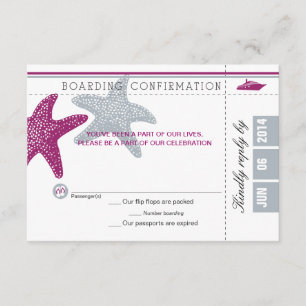Tarjeta RSVP de tarjeta de embarque de Starfish