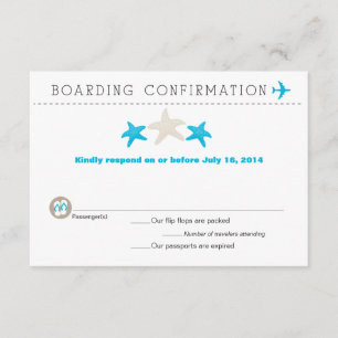Tarjeta RSVP de tarjeta de embarque de Starfish