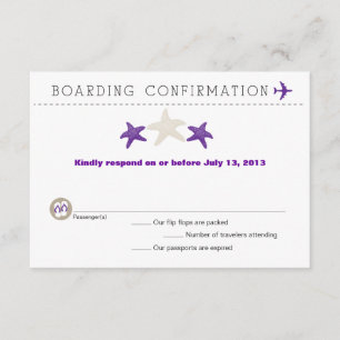Tarjeta RSVP de tarjeta de embarque de Starfish