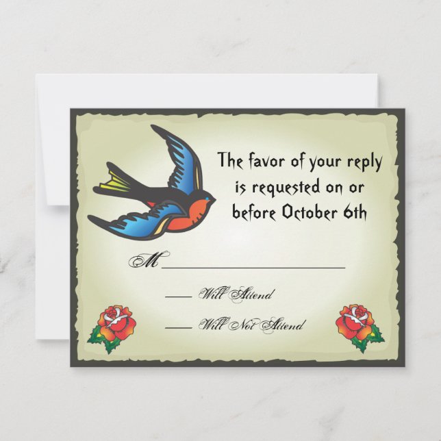 Tarjeta RSVP de Tattoo Wedding (Anverso)