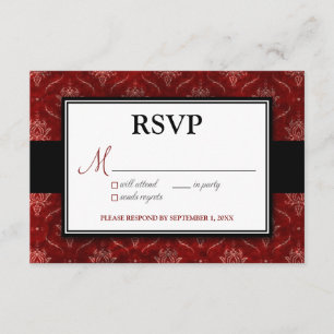 Tarjeta RSVP de terciopelo rojo aplastado (5" x 3,