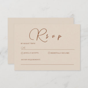 Tarjeta RSVP de Terracotta Minimalista Beige