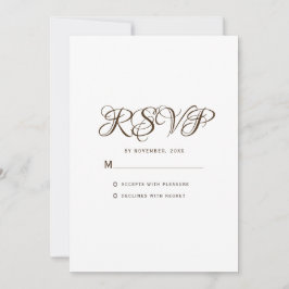 Tarjeta RSVP de tipografía mínima de boda blanca