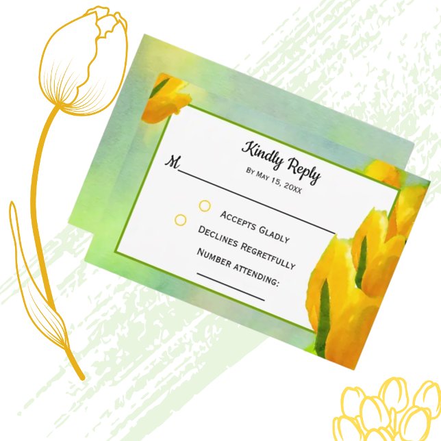 Tarjeta RSVP de Tulips de color amarillo (Subido por el creador)