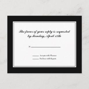 Tarjeta RSVP de Tuxedo en blanco y negro