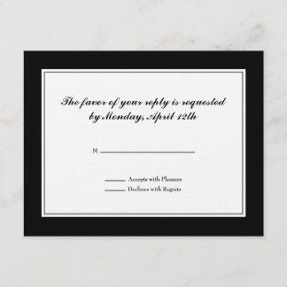 Tarjeta RSVP de Tuxedo en blanco y negro en línea