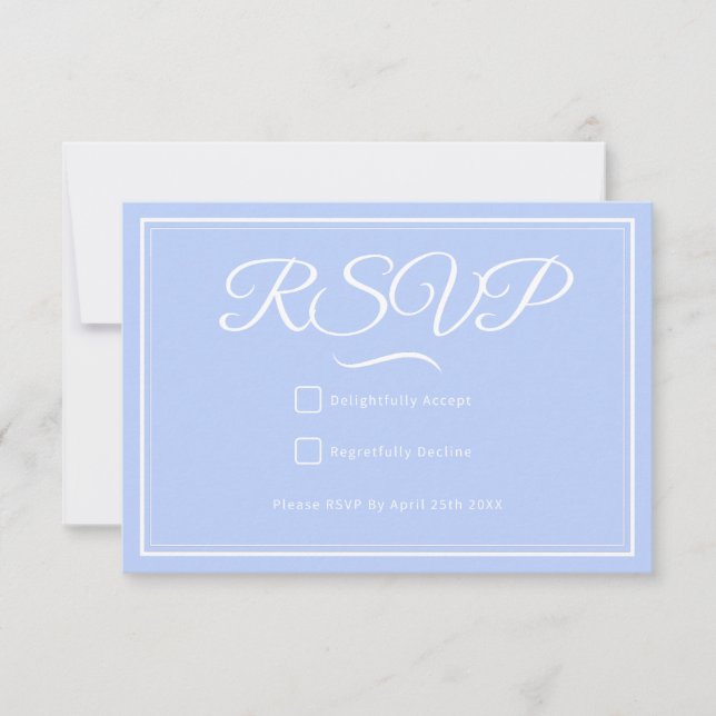 Tarjeta RSVP de una boda azul (Anverso)