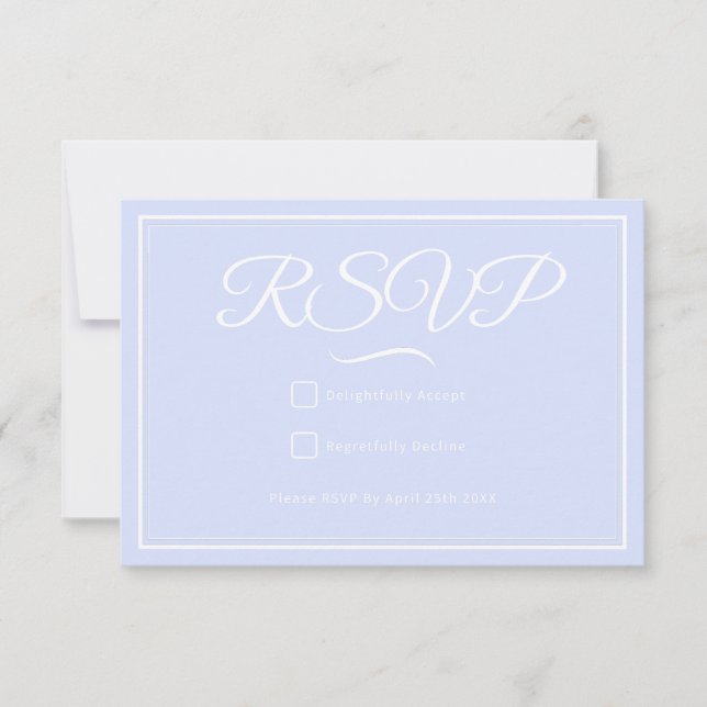 Tarjeta RSVP de una boda azul (Anverso)