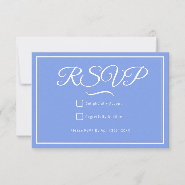 Tarjeta RSVP de una boda azul (Anverso)