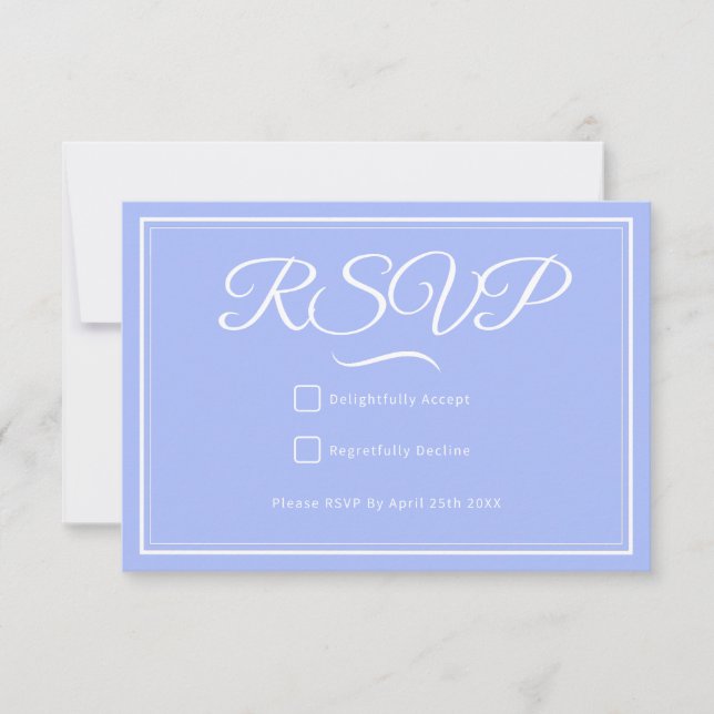 Tarjeta RSVP de una boda azul (Anverso)