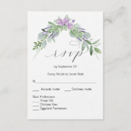 tarjeta RSVP de vegetación y lavanda