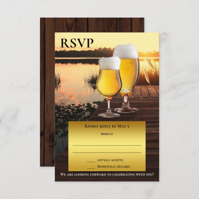 Tarjeta RSVP de verano de la cerveza de sol (Anverso / Reverso)