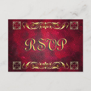 Tarjeta RSVP de Vidrio Manchado del Emperador Rojo