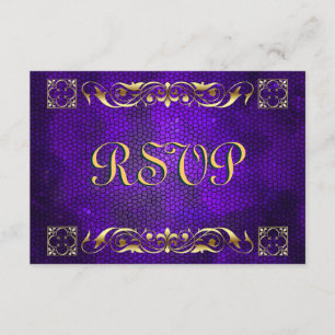Tarjeta RSVP de Vidrio Manchado Púrpura Emperador