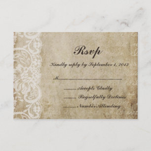 Tarjeta RSVP de Viejo Mundo Vintage Lace