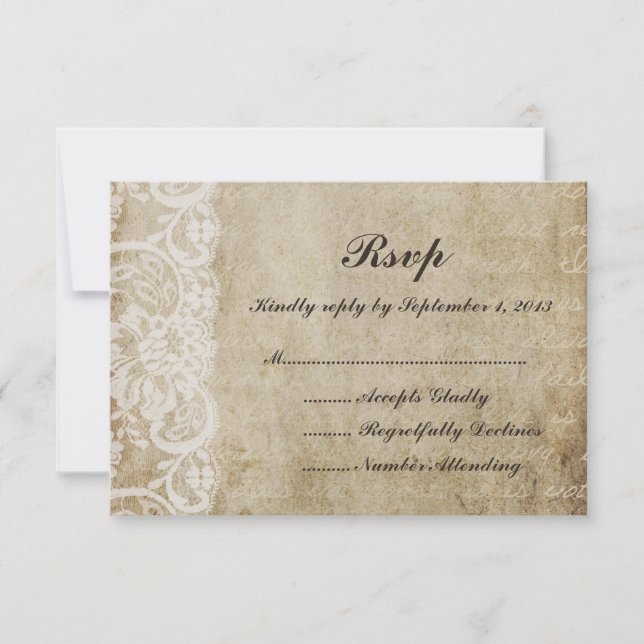 Tarjeta RSVP de Viejo Mundo Vintage Lace (Anverso)