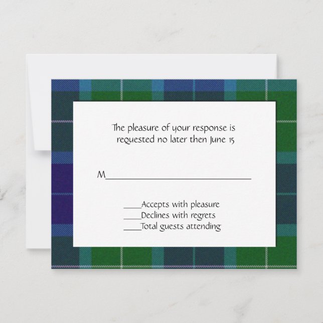 Tarjeta RSVP de Wallace Plaid (Anverso)