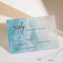 Tarjeta RSVP de Watercolor Beach Ocean Wedding