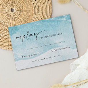 Tarjeta RSVP de Watercolor Beach Ocean Wedding