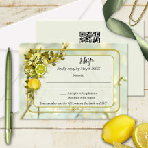 Tarjeta RSVP de Watercolor Citrus Orchard Wedding