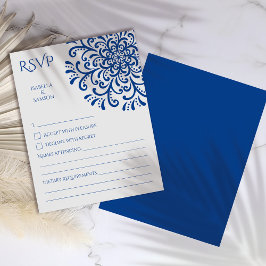 Tarjeta RSVP de Whimsical Blue Flourish