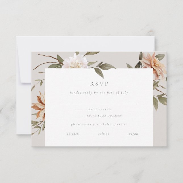 Tarjeta RSVP de Wild Florals con opción de entrada (Anverso)