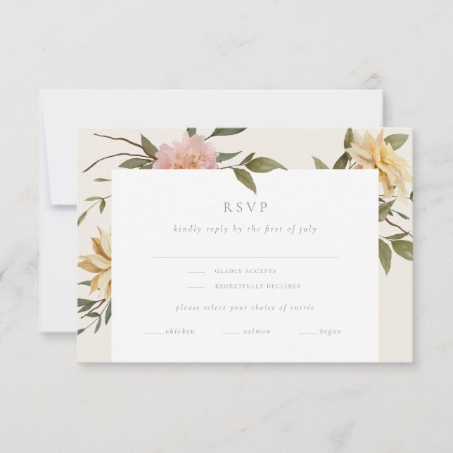 Tarjeta RSVP de Wild Florals con opción de entrada (Anverso)