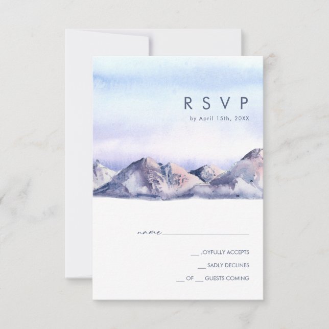 Tarjeta RSVP de Winter Mountain Sunset (Anverso)