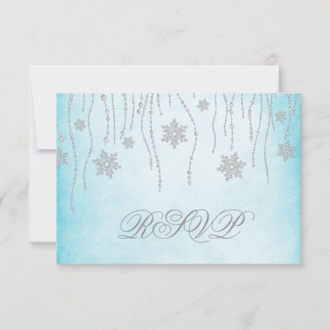 Tarjeta RSVP de Winter Wonderland Diamond Snowflak (Anverso)